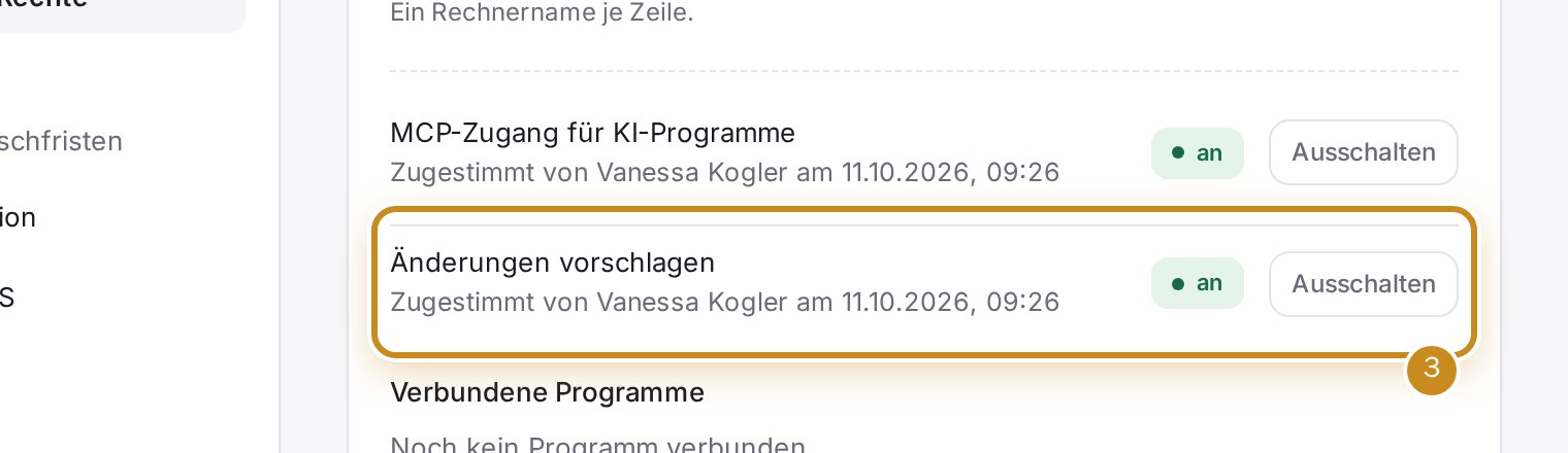 Beide Zeilen eingeschaltet, mit „Zugestimmt von …“