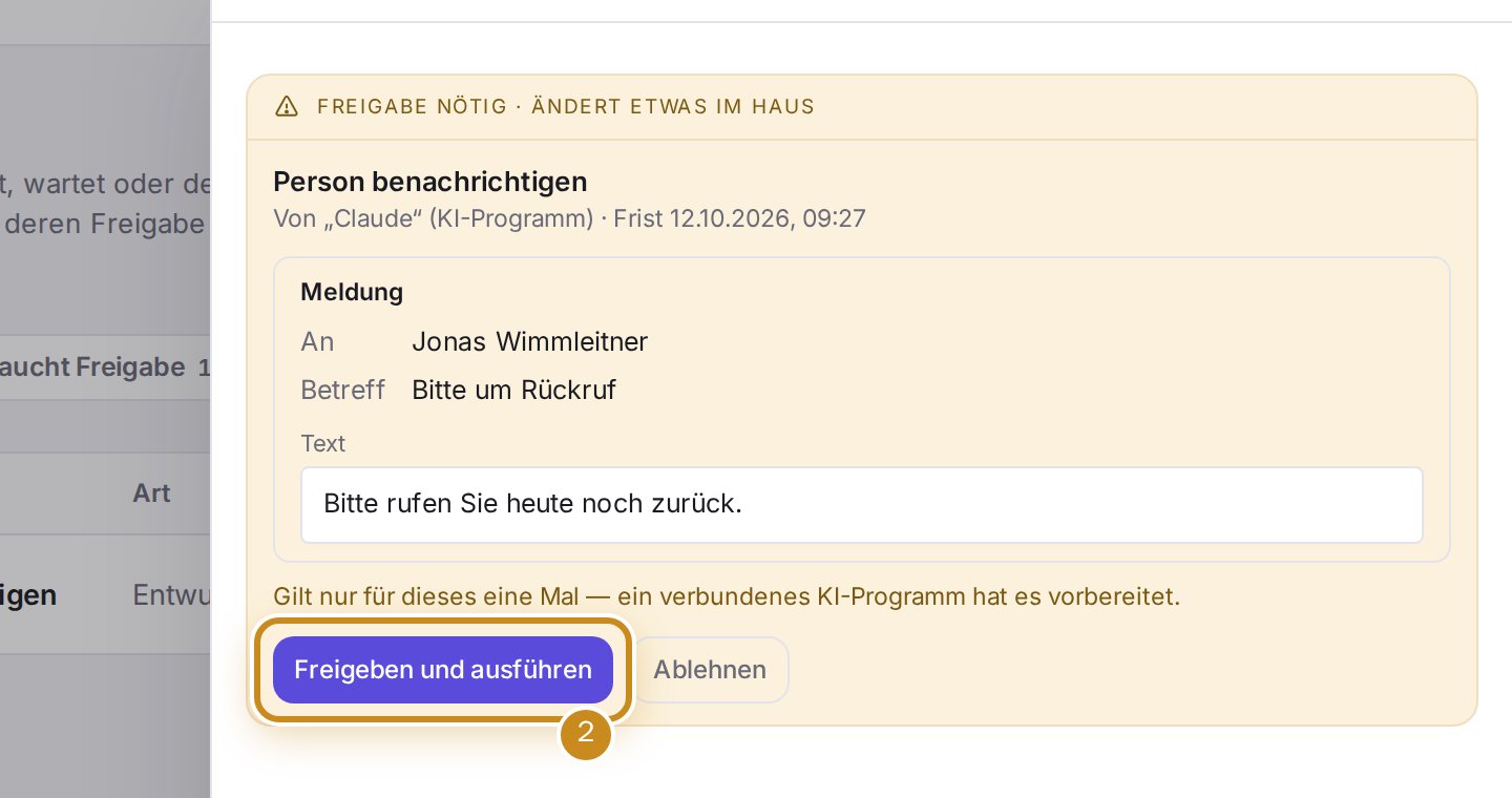 Die Karte der Freigabe mit „Freigeben und ausführen“