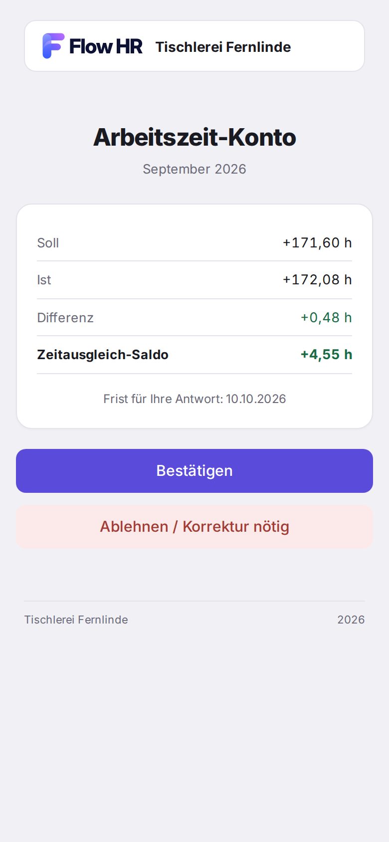 Die Seite, die der Mitarbeiter über den Link öffnet