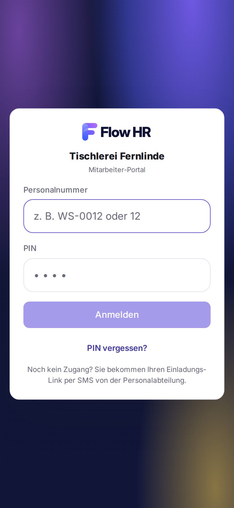 Die Anmeldung im Mitarbeiter-Portal